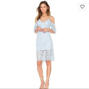 NEW. Revolve off shoulder dress sky blue